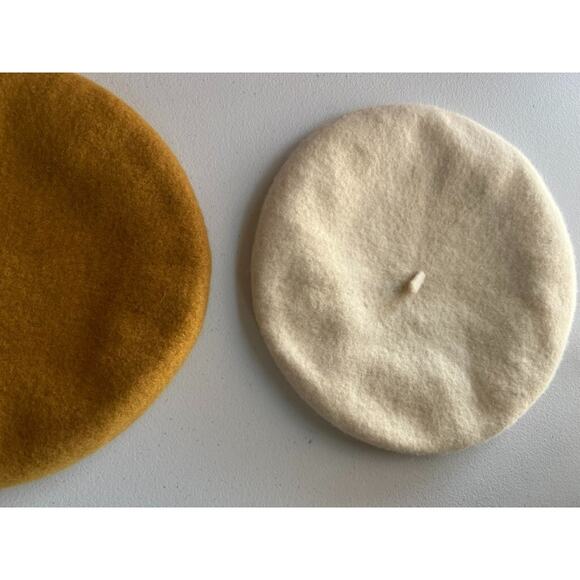 Vintage Berets Olive and Pique 100% Wool Brown and Beige - Picture 3 of 11